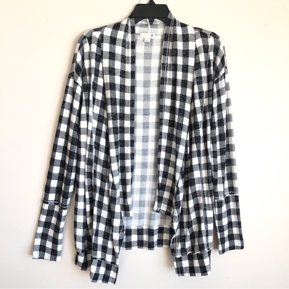 So Brand Open Front Plaid Check Cardigan Topper Jacket - Picture 9 of 12
